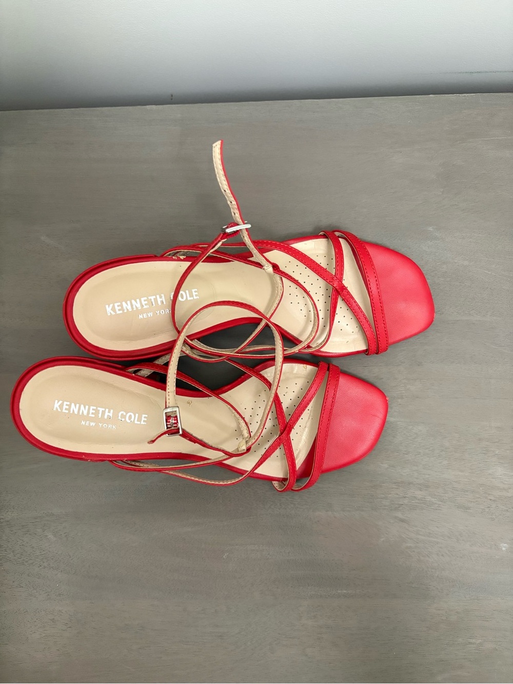 Kenneth Cole Red Strappy Open-Toe Heels
